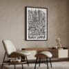 06 - Kuala Lumpur City Art - Pencil Style Art Print with Black Frame in Japandi Living Room - Vertical.jpg
