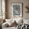 06 - Lisbon City Art - Pencil Style Art Print with Vintage Wood Frame - Vertical.jpg