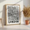 06 - London City Art - Pencil Style Canvas Print with Natural Floater Frame - Standing on Floor - Vertical.jpg