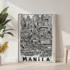 06 - Manila City Art - Pencil Style Canvas Print with White Floater Frame - Standing on Floor - Vertical.jpg