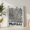 06 - Mumbai City Art - Pencil Style Canvas Print with White Floater Frame - Standing on Floor - Vertical.jpg