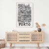 06 - Porto City Art - Pencil Style Art Print Hanging above Shelf - Vertical.jpg