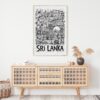 06 - Sri Lanka Travel Art - Pencil Style Art Print Hanging above Shelf - Vertical.jpg