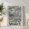 06 - Venice City Art - Pencil Style Canvas Print with White Floater Frame - Standing on Floor - Vertical.jpg
