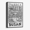 01 - Black Framed Busan City Art - Pencil Style Canvas Print - Vertical - Main - Side view.jpg