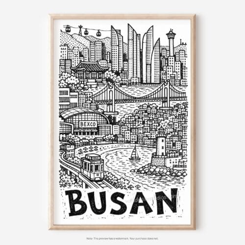 01 - Busan City Art - Pencil Style Art - Digital Download - Main.jpg