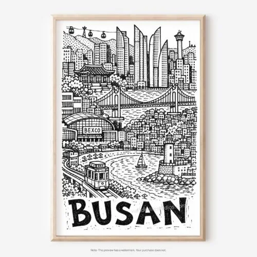 01 - Busan City Art - Pencil Style Art - Digital Download - Main.jpg