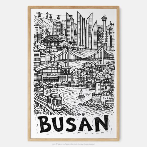 01 - Busan City Art - Pencil Style Art Print - Main - Vertical.jpg