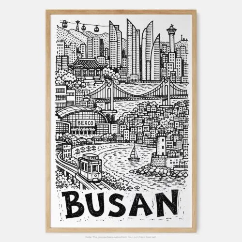01 - Busan City Art - Pencil Style Art Print - Main - Vertical.jpg