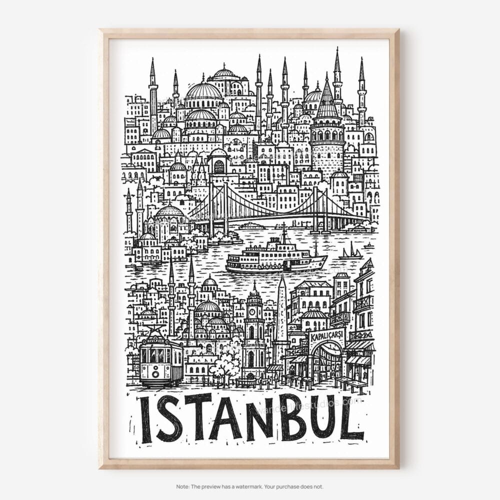 01 - Istanbul City Art - Pencil Style Art - Digital Download - Main.jpg 01 - Istanbul City Art - Pencil Style Art - Digital Download - Main.jpg