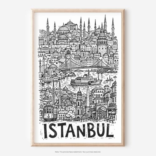 01 - Istanbul City Art - Pencil Style Art - Digital Download - Main.jpg