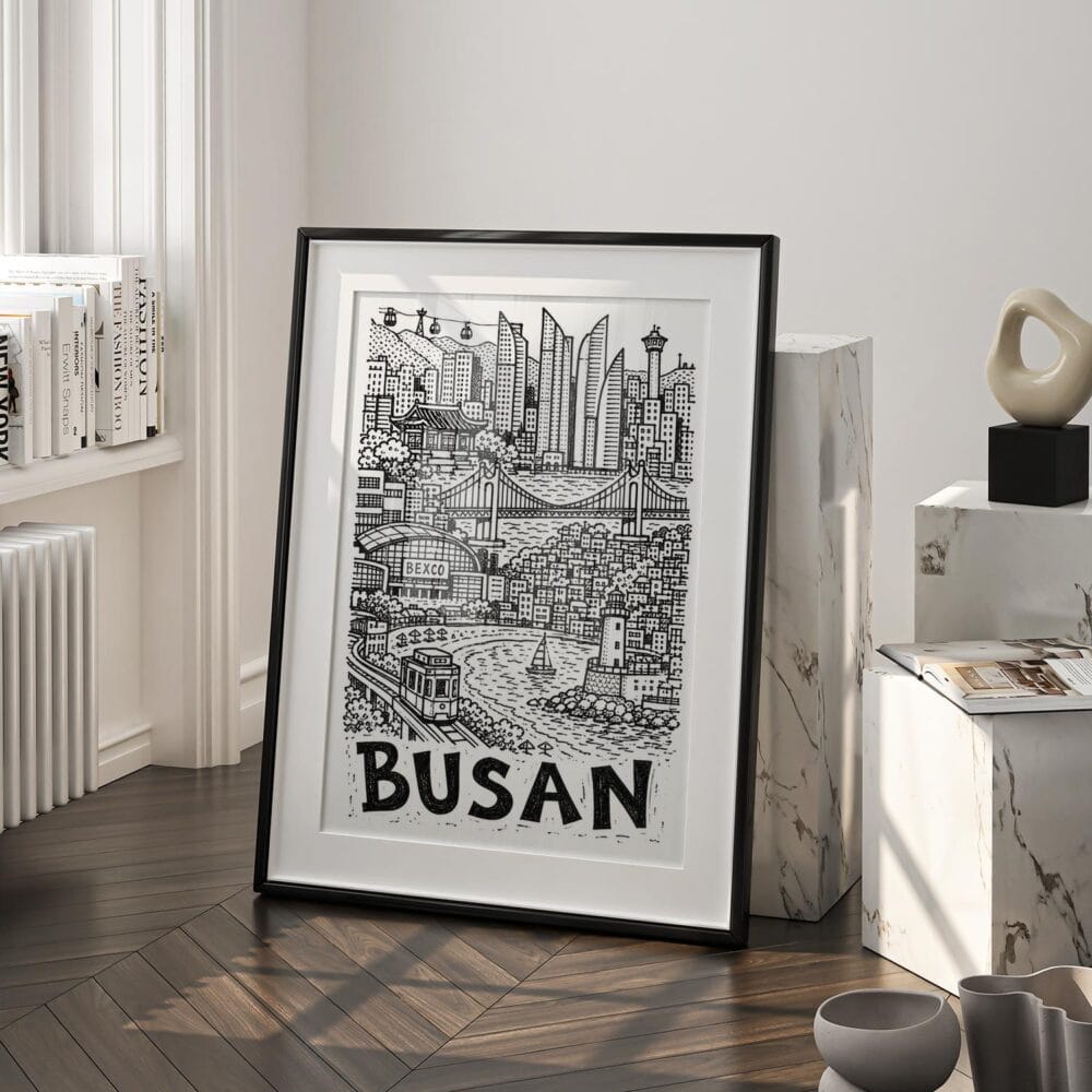 03 - Busan City Art - Pencil Style Art - Digital Download - Frame Standing on floor.jpg 03 - Busan City Art - Pencil Style Art - Digital Download - Frame Standing on floor.jpg