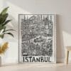 06 - Istanbul City Art - Pencil Style Canvas Print with White Floater Frame - Standing on Floor - Vertical.jpg